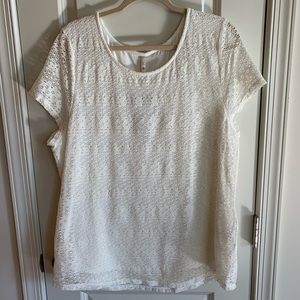 Feminine lace off white top